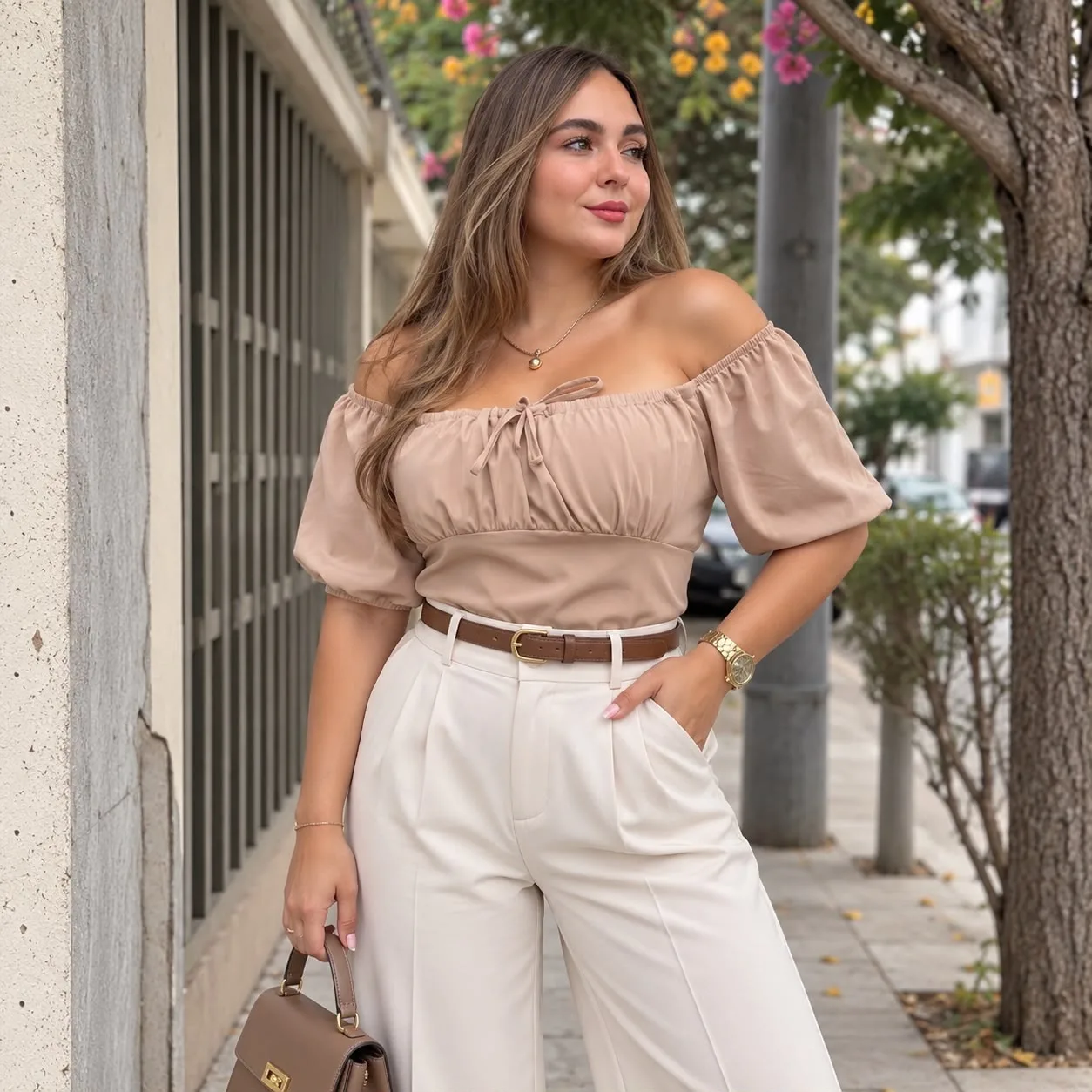 BLUSA BRENDA MANGA CORTA BEIGE