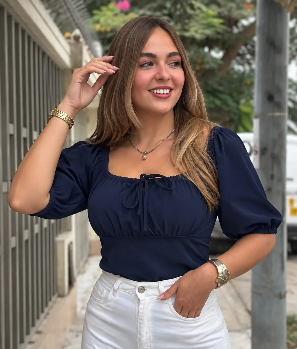BLUSA BRENDA MANGA CORTA AZUL MARINO